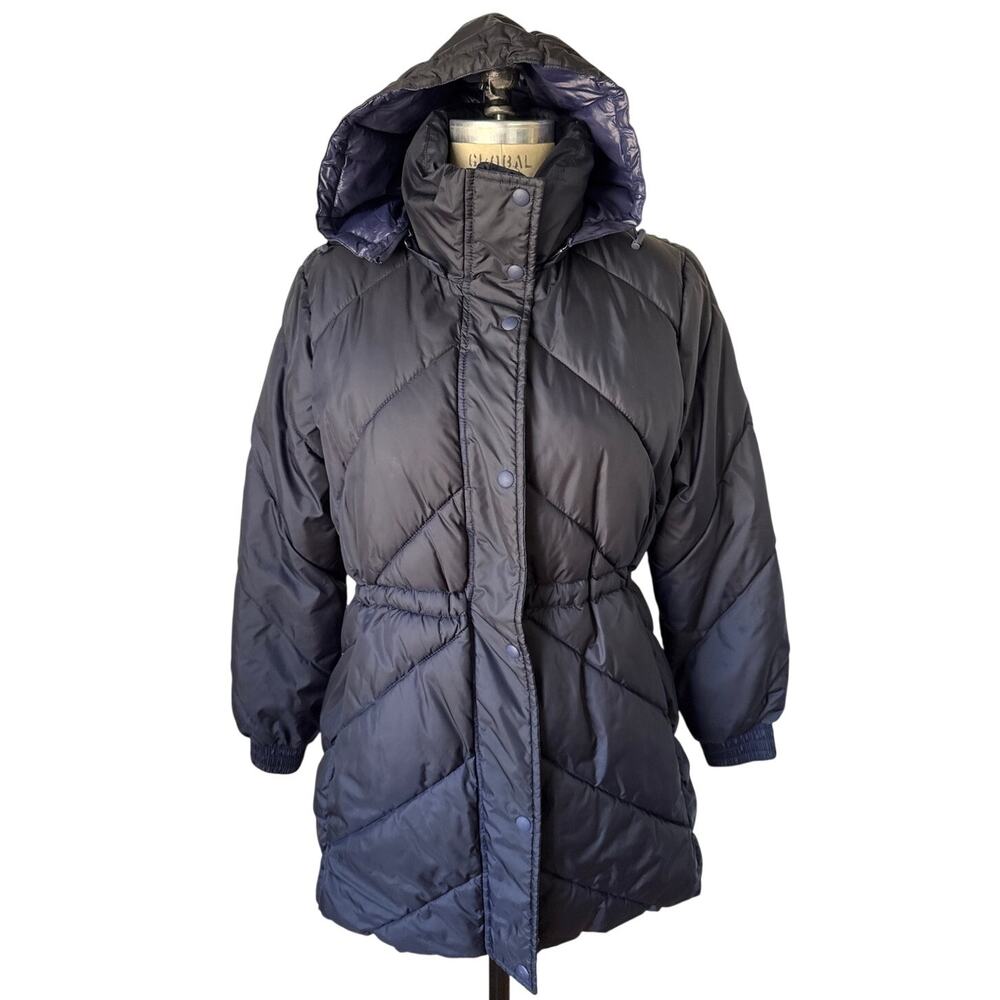 Gap ColdControl Elongated Puffer Jacket with Cinched-Waist, Size Small Black